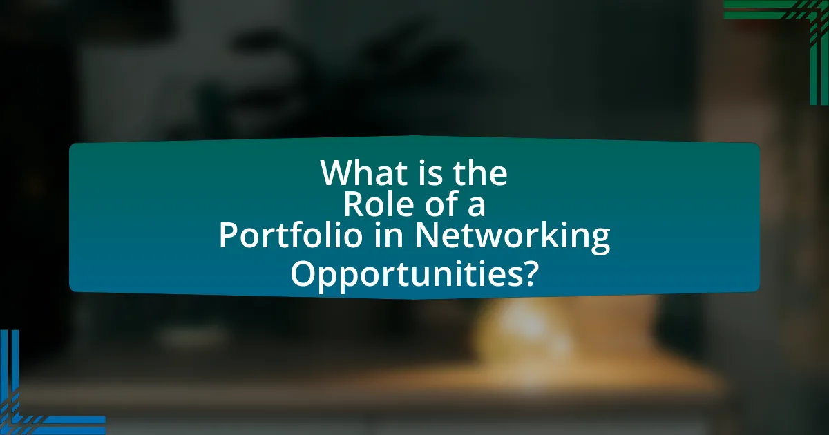 What is the Role of a Portfolio in Networking Opportunities?